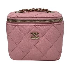 NWT! 💕22C CHANEL Sakura Pink Mini Square Vanity 💕Grained Gold HW Chain Bag